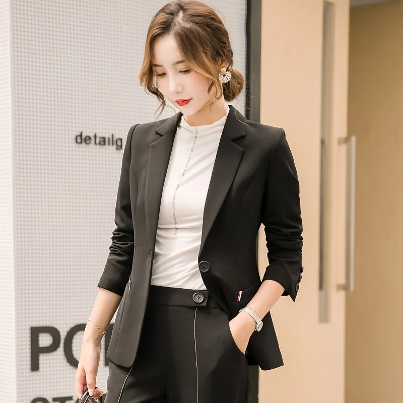 Женские костюмы облегающий осенний пиджак и брюки комплект из 2 предметов