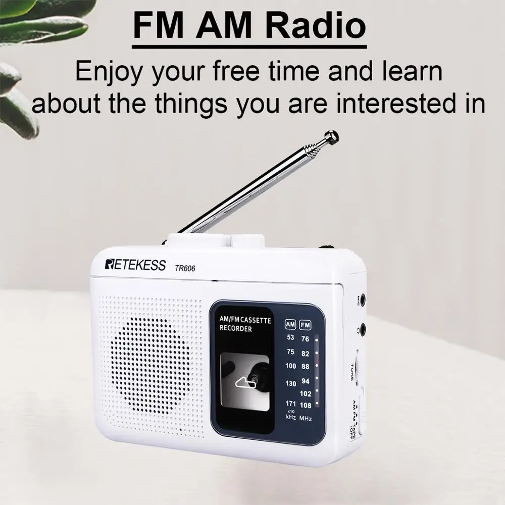 Retekess TR606 2 Band FM/AM портативное радио с воспроизведением кассеты Диктофон поддержка Встроенный/внешний микрофон Запись