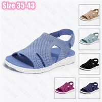 new sandals women shoes 2021 knitted breathable sports sandals ladies casual flip flops elastic flats shoes woman zapatos mujer