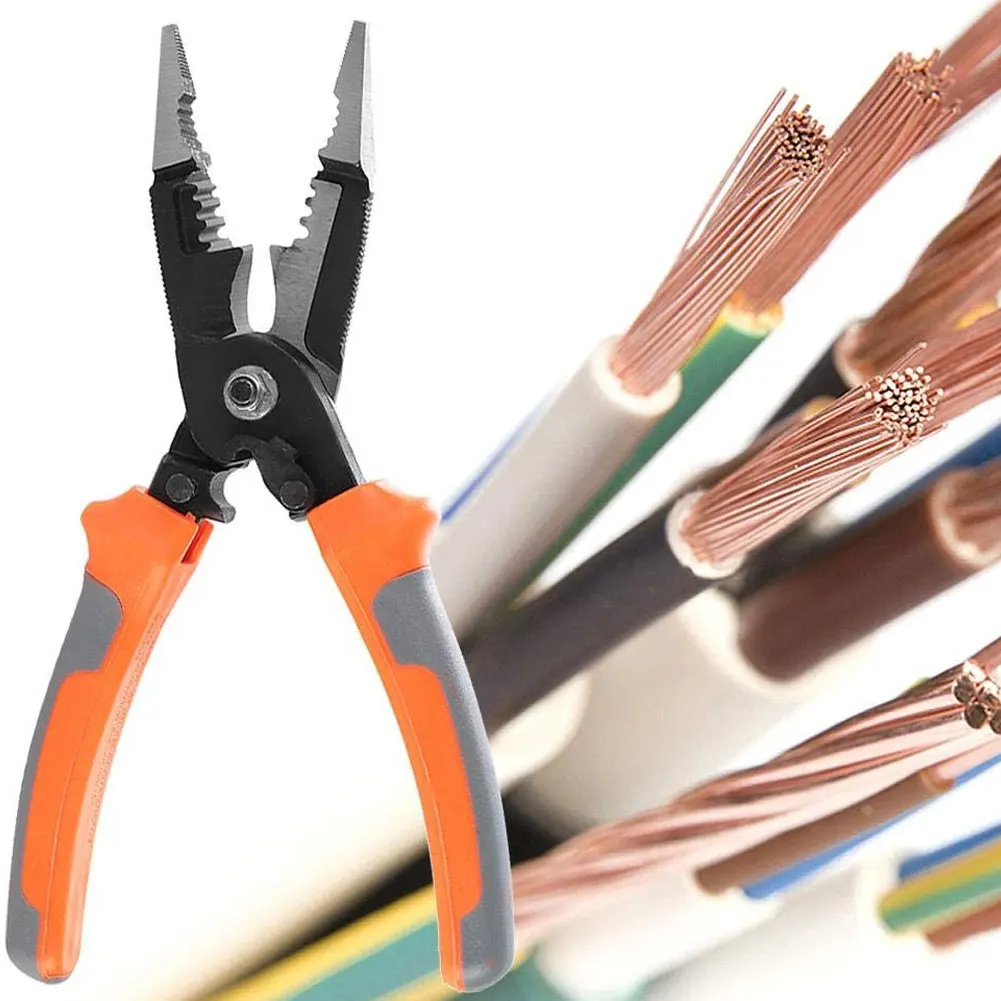 

5-in-1 Multifunctional Electrician Needle Nose Pliers, Wire Stripper Cutter Crimping Pliers Length Appro Electrician Cable Tool