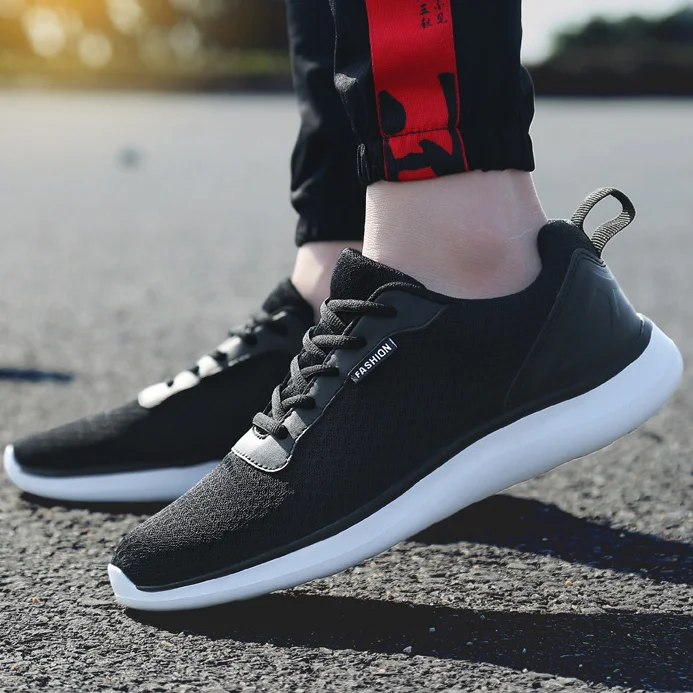 

Легкие мужские кроссовки на шнуровке, Вулканизированная подошва, сетчатые, мягкие лоферы, повседневная обувь, вязаные носки, белого цвета