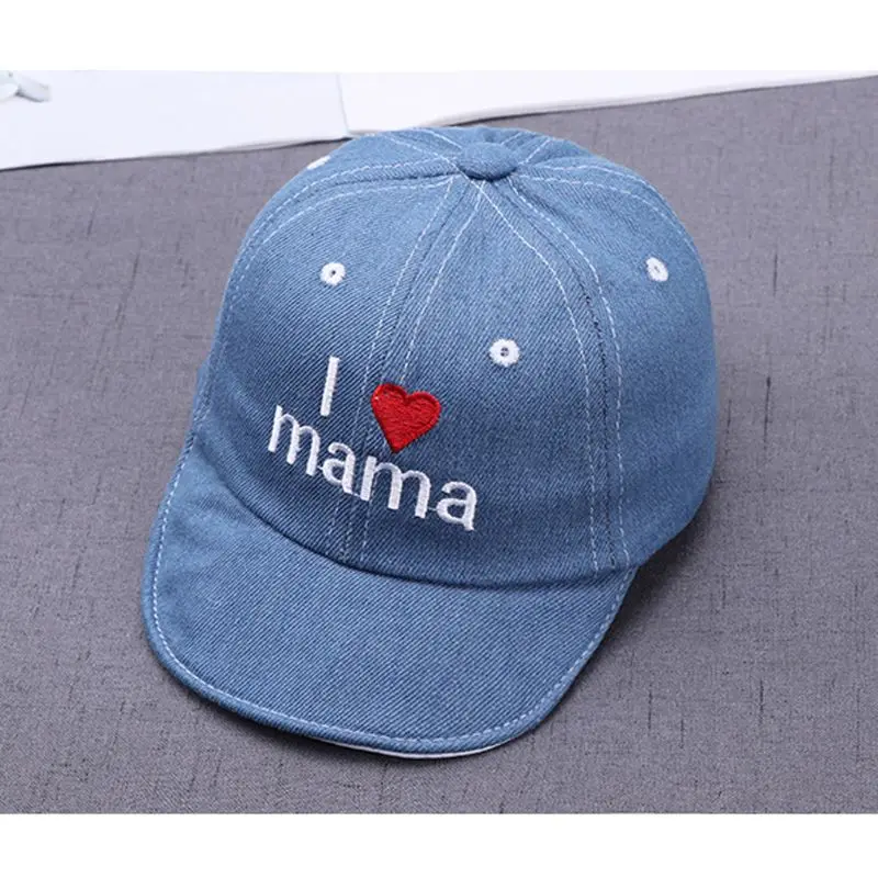 Шапка Снэпбэк для новорожденных дышащая Джинсовая Шляпа с надписью I love PAPA MAMA