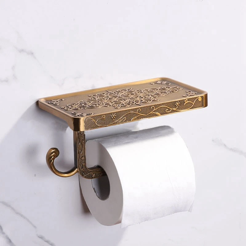 Bathroom Hardware Set White Paper Mobile Phone Holder Space Aluminum Antique Roll With Shelf Toilet | Обустройство дома