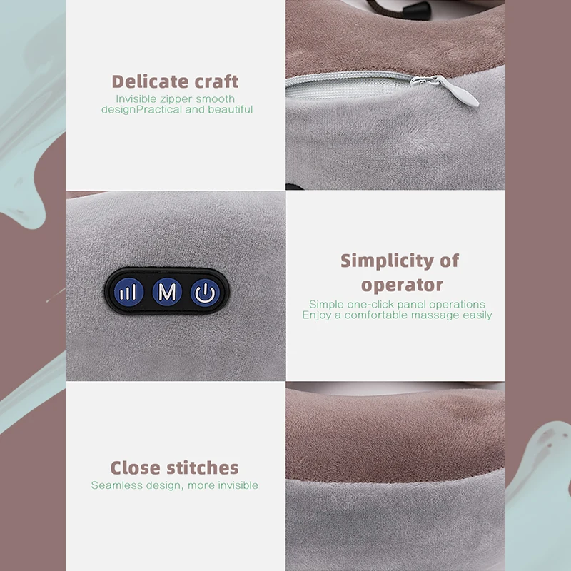 Электрическая подушка для шеи U-образная мягкая дорожная с эффектом памяти и