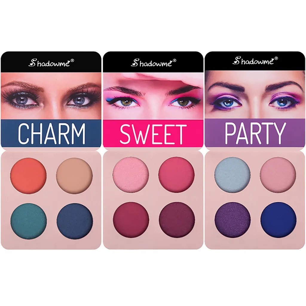 Тени для век матовые тени косметика макияж 4 цвета темно-синие винно-Красные |