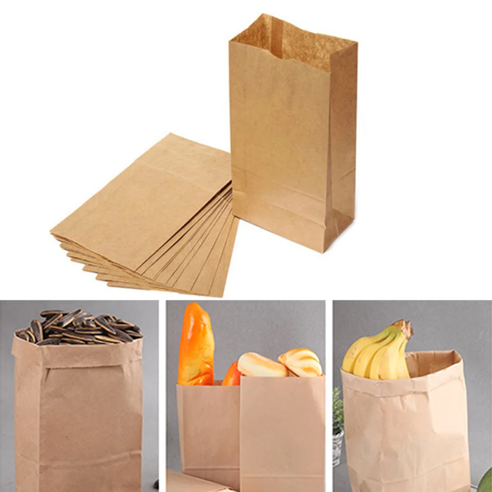 

100pcs Kraft Paper Bags Food Tea Small Gift Bags Sandwich Bread Bags Party Wedding Supplies Wrapping Gift Takeout Take Out Bag