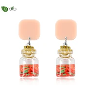 a pair 925 silver ear needle imitation jar red watermelon hook accessories stud earring for women fashion party jewelry gifts