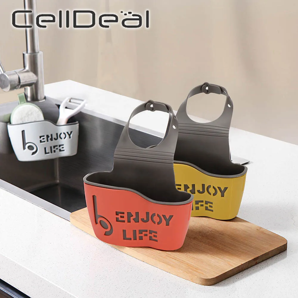 

Sink Shelf Kitchen Storage Soap Sponge Drain Rack Storage Basket Faucet Holder Adjustable Sink Accessories with Drain Holes