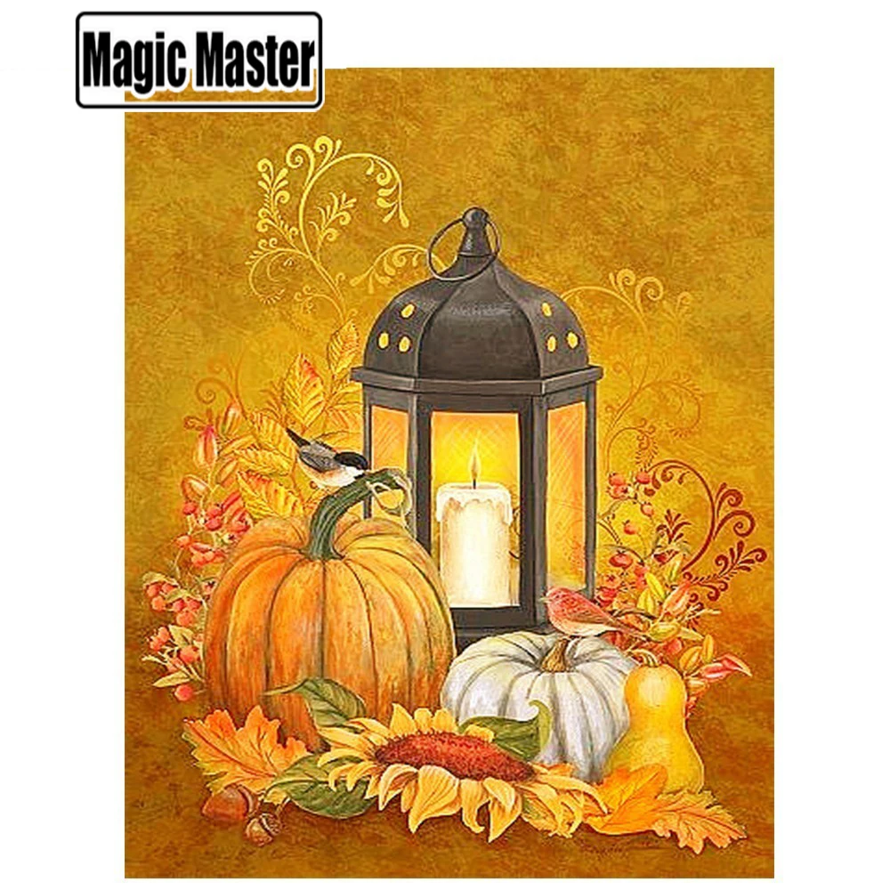DIY Full Set Diamond Embroidery Pumpkin Painting Lantern Landscape Cross Stitch Needlework Home Decoration Gift | Дом и сад