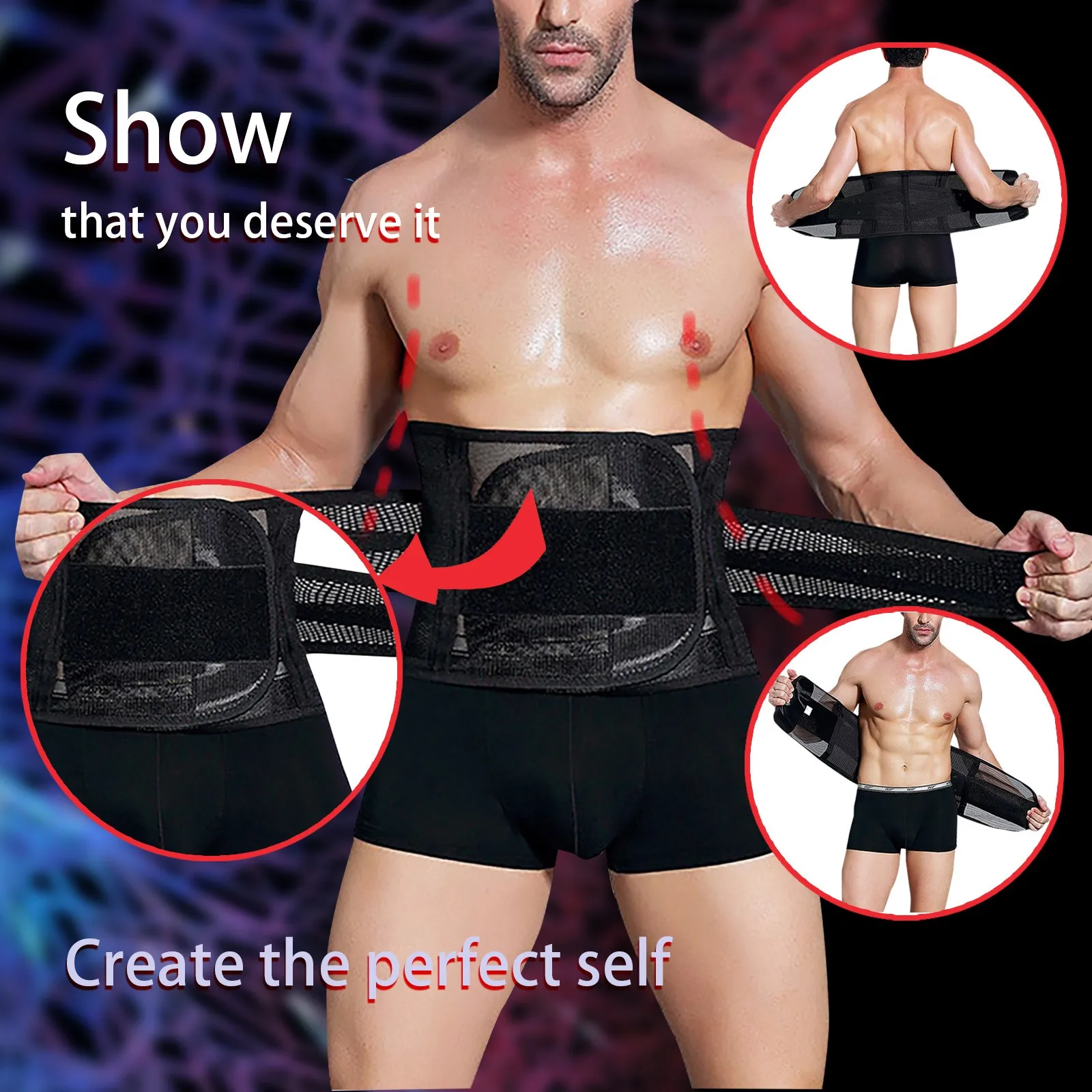 

Men Waist Trainer with Pocket Waist Support Neoprene Body Shaper Cincher Corset Belts Slimming Shapewear Yoga Gym Sport Shapers