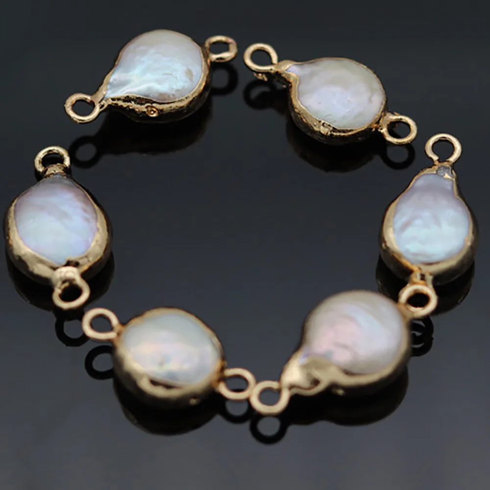 

2 шт. соединители натуральный круглый жемчужный соединитель модные ювелирные изделия DIY браслет ожерелье шарм, изготовление украшений