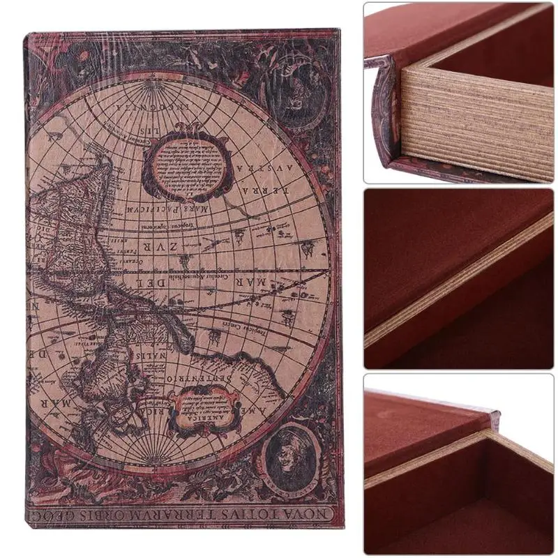 2020 Большая деревянная коробка для хранения ретро винтажная карта мира в