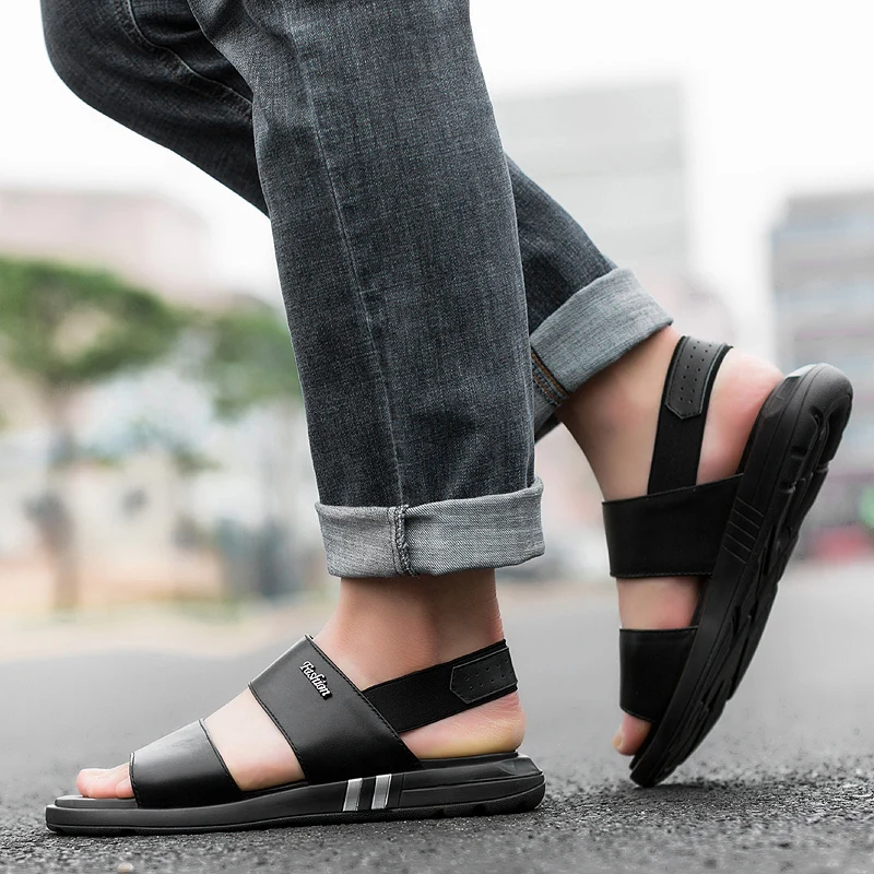 Мужские сандалии из натуральной кожи Мужская Летняя обувь Высококачественные