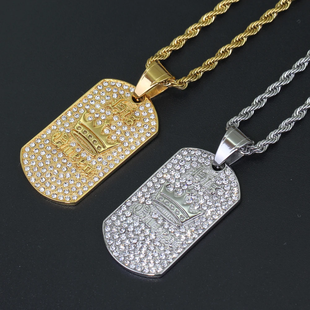 Ожерелье из нержавеющей стали со сверкающими кристаллами для мужчин и женщин