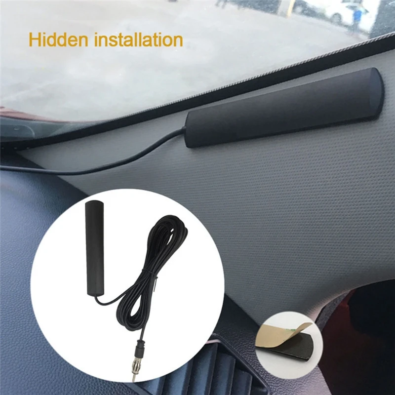 ANT-309 Car FM Radio Hidden Antenna Patch Signal Booster 5-Meter Length Electronic Stereo Amplifier Windscreen Aerial | Электроника