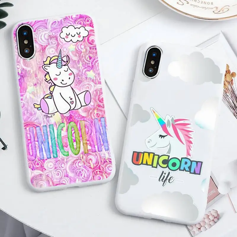 

Rainbow Unicorn Phone Case For IPhone 6 6s 7 8 Plus X Xs Xr Xsmax 11 12 Pro Promax 12mini Candy White Silicone Cover
