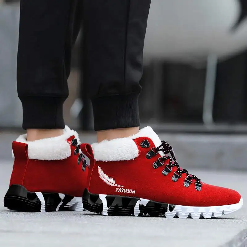 

Blade Sole Men's Winter Snow Boots Plus Fur Ankle Boots Men Casual Shoes High Quality Plush Men Outdoor Work Shoes