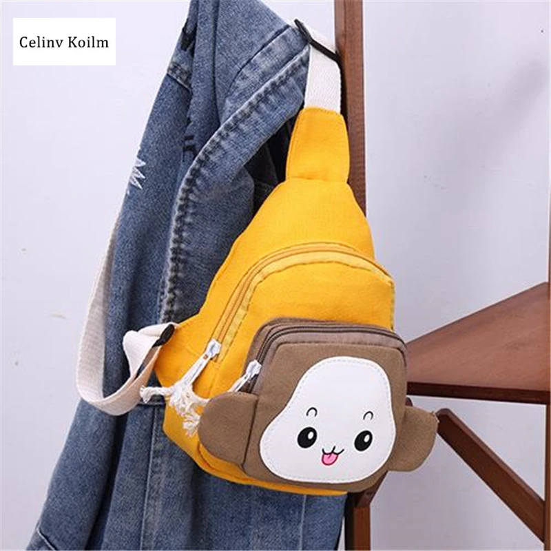 

Celinv Koilm Canvas Messenger Female Bags 2021 New Small Bag Fashion Child Personality Cartoon Chest Shoulder Young StudentBags