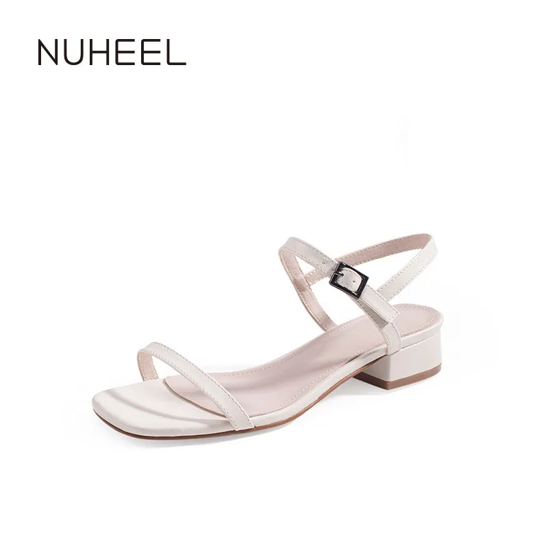 Туфли Nuheel женские на толстом каблуке босоножки среднем сказочные телесные лето |