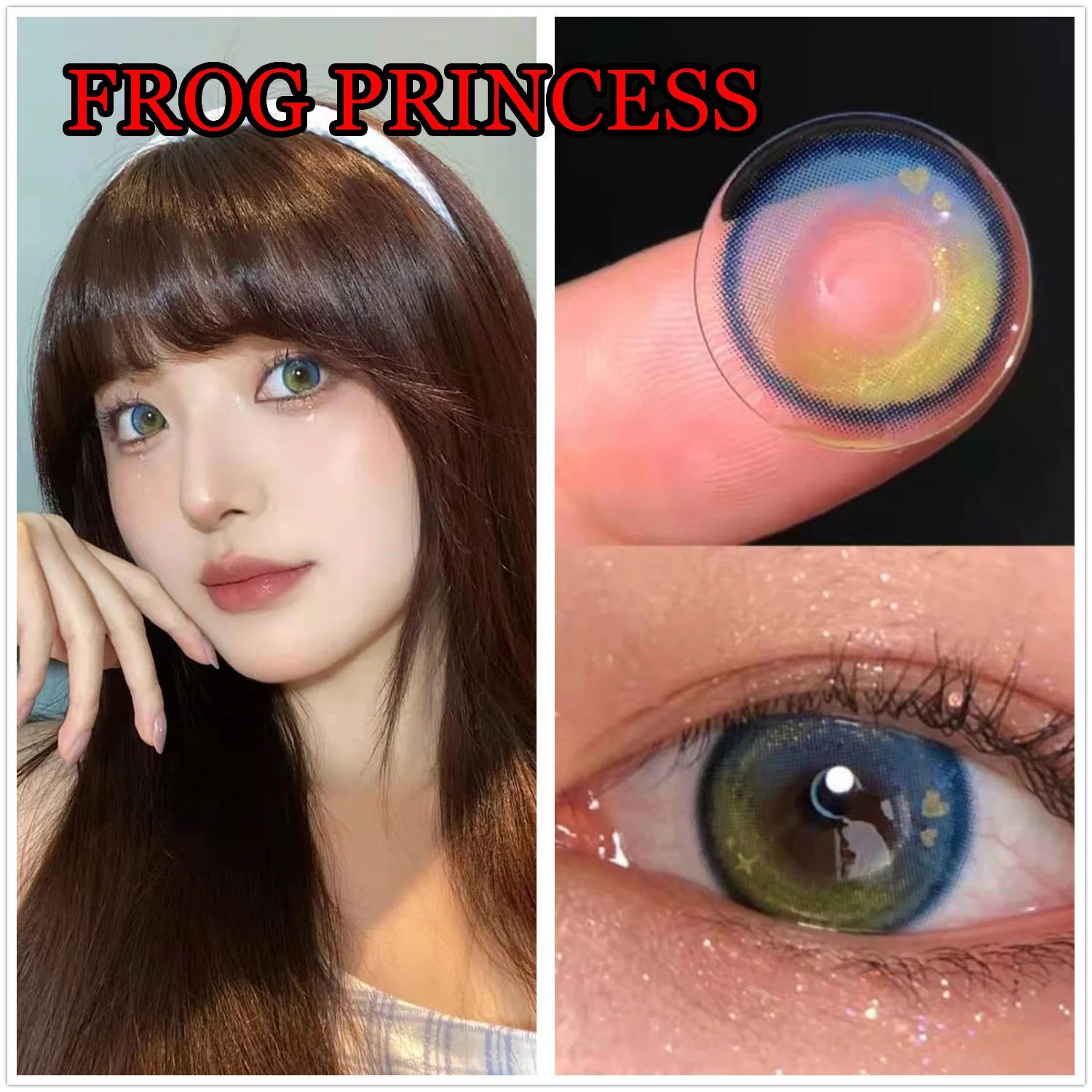 

14.50mm Contact Lenses for Women Eye Girl Color 1 Year Glass Soft Eyewear with Prescription lentes de contacto Frog Princess