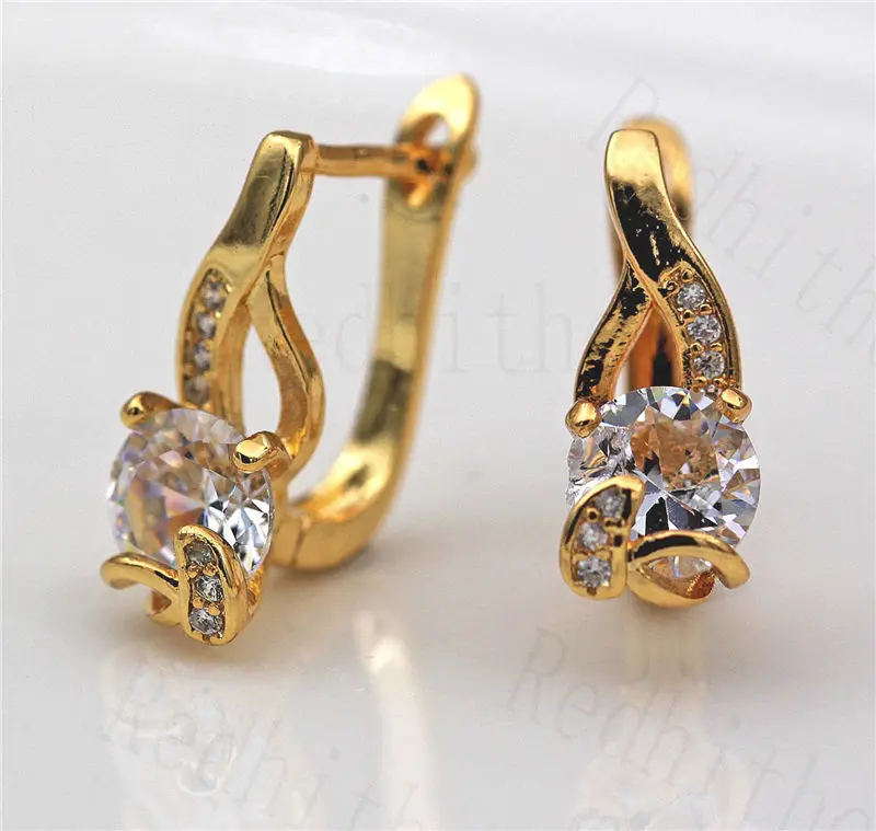 Новое поступление серьги кольца для женщин с круглым цирконием роскошные