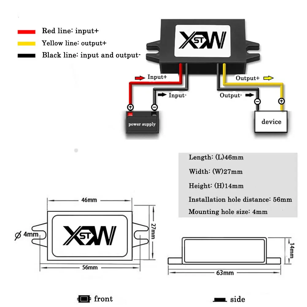 Понижающий адаптер постоянного тока 15-72 В в 12 1 а Вт преобразователь источника