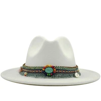 simple men women wide brim wool felt fedora panama hat with belt buckle jazz trilby cap party formal top hat in pinkblack x xl