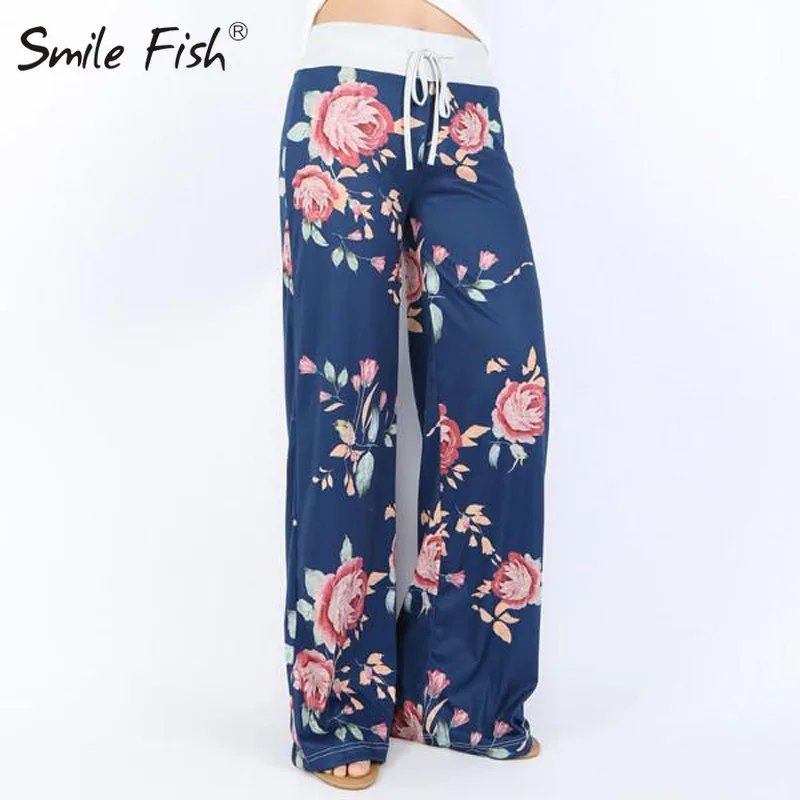 Широкие брюки на шнуровке с принтом американского флага модные женские