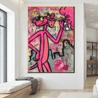 Картины на холсте Розовая пантера, граффити, настенные постеры и принты, настенные картины для декора гостиной