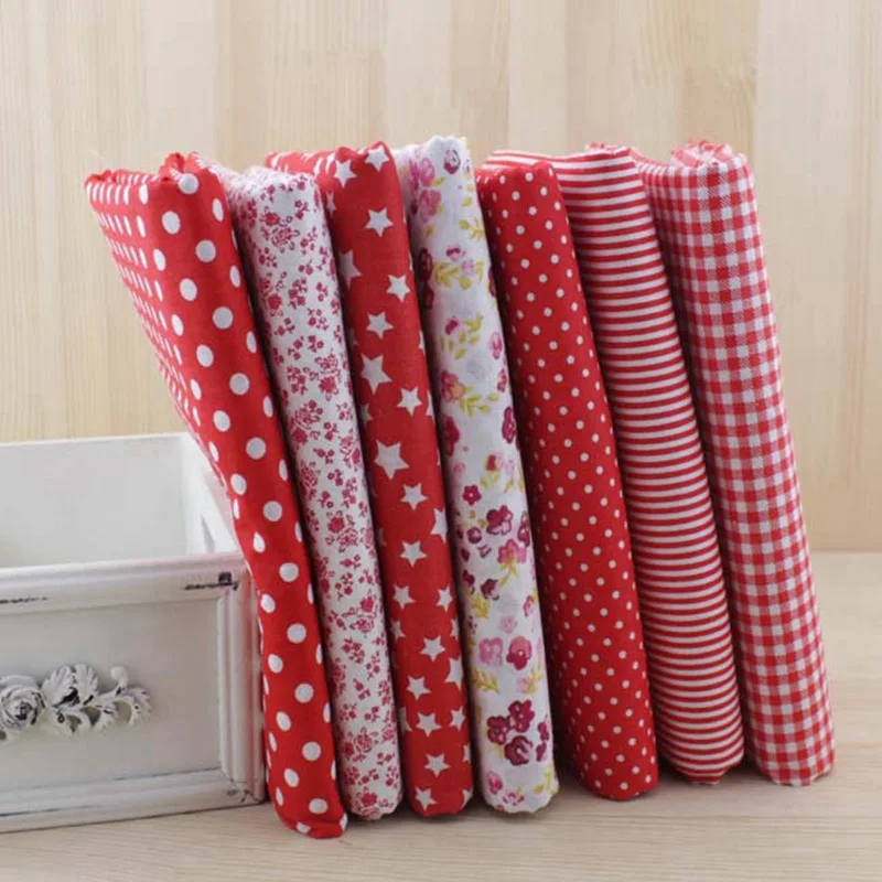 Booksew Новинка 7 шт./лот наборы красных цветов 100% хлопок 50 см x 50 см Ткань для «сделай сам» стеганая ткань текстильная кукольная ткань