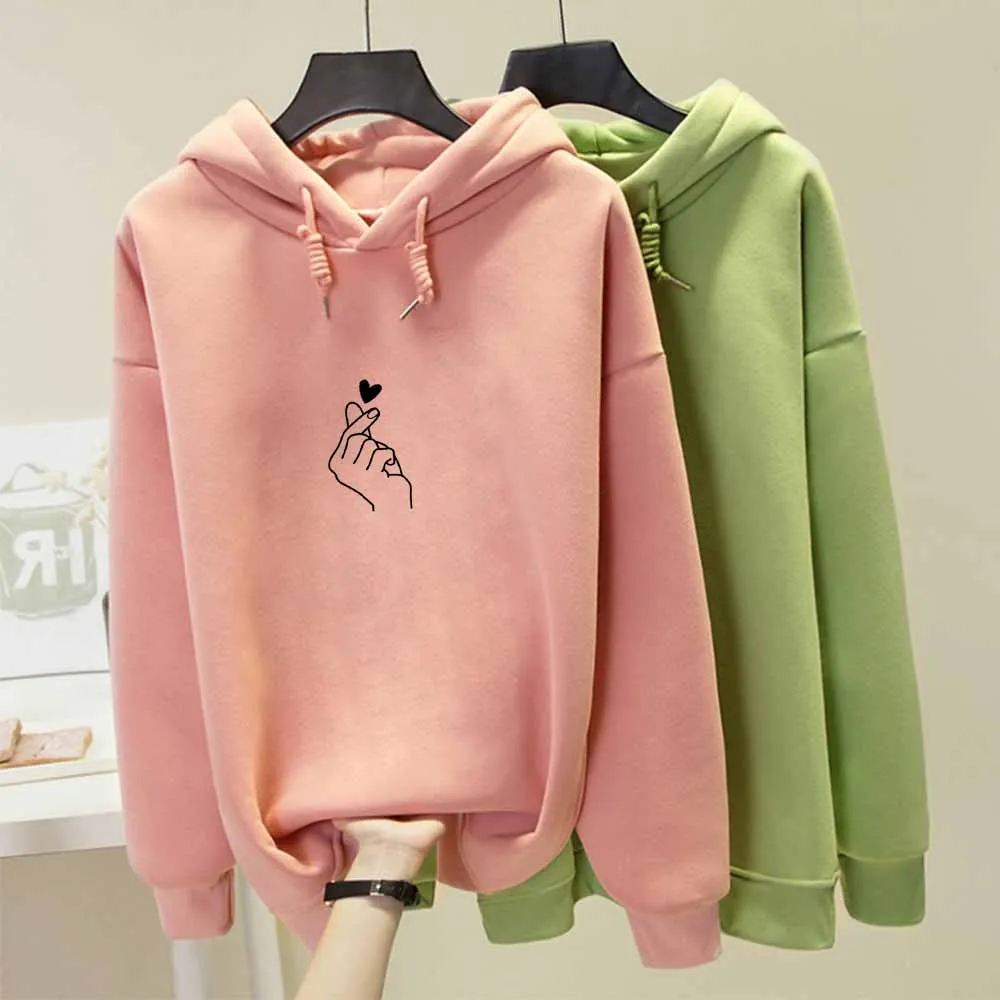 

Pink Hoodie Women's Heart Print Hoodie Drop Shoulder Sweatshirt Drawstring Top Pattern Warm Sportswear Sweatshirts Pullovers