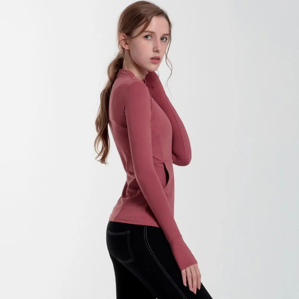 

Women's Full Zip Workout Running Jacket Sports Jacket Slim Fit Long Sleeve Yoga Track Jacket with Thumb Holes