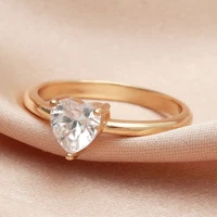 european and american fashion zircon heart shaped rings for men and women simple metal gold color geometric couple tail ring