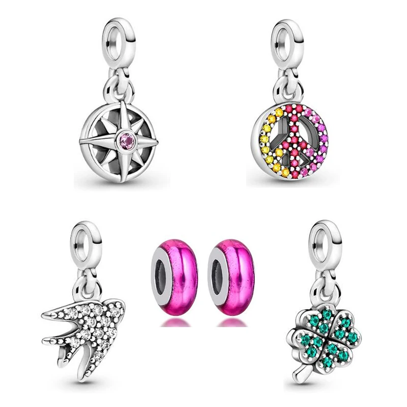 Подходят для браслетов Pandora мне 925 к оригинальному браслету Клевер мира компас