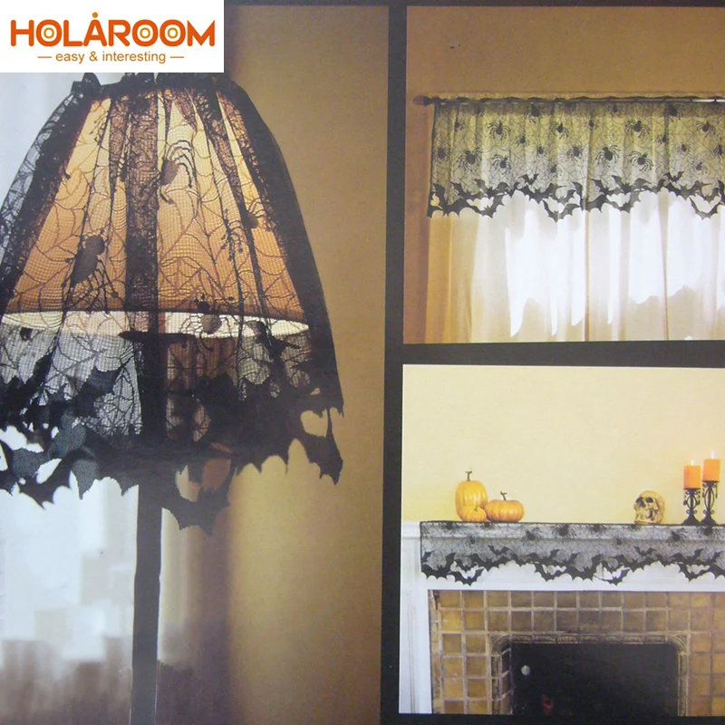 Короткие черные кружевные занавески для гостиной кухонного стола покрытие