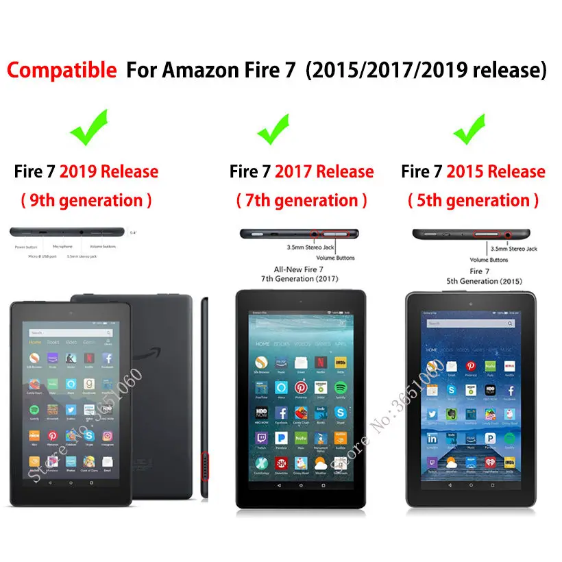 Чехол для Amazon Kindle Fire 7 2019 2017 2015 5th 7th 9th Generation чехол с блестящим узором силиконовый