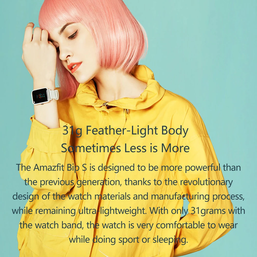 2020 Amazfit Bip S Smart Watch GPS 5 ATM Water Resistance 31g Lightweight 40-day Battery Life 10 Sports Modes Music Control | Электроника