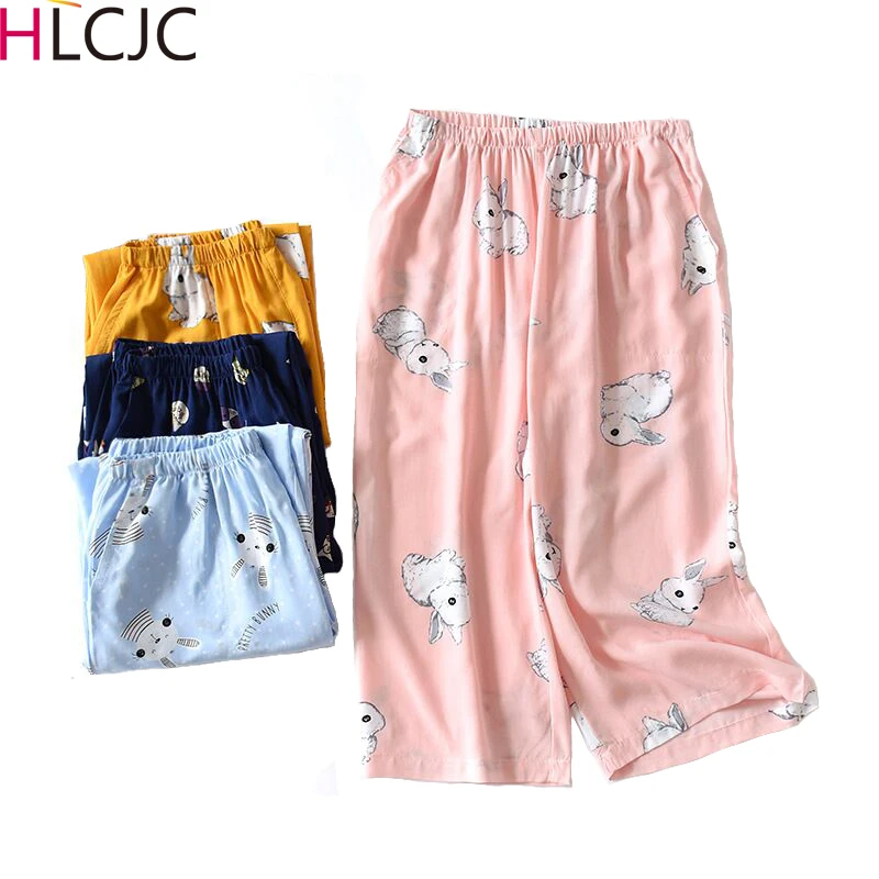 Летние свободные брюки длиной до икры прохладная дышащая хлопковая ночная