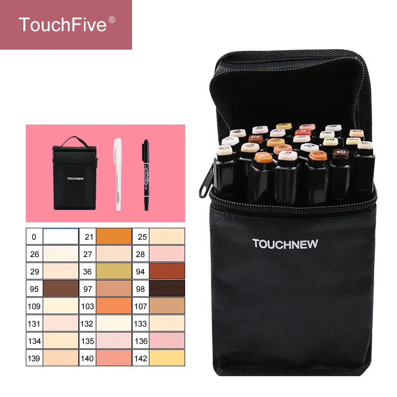 T5 Black24 colors TouchFIVE 12/24 цветов эскиз тона кожи Маркер ручка художника двуглавый на спиртовой основе манга художественные маркеры Кисть ручка - Цвет: T5 Black24 colors