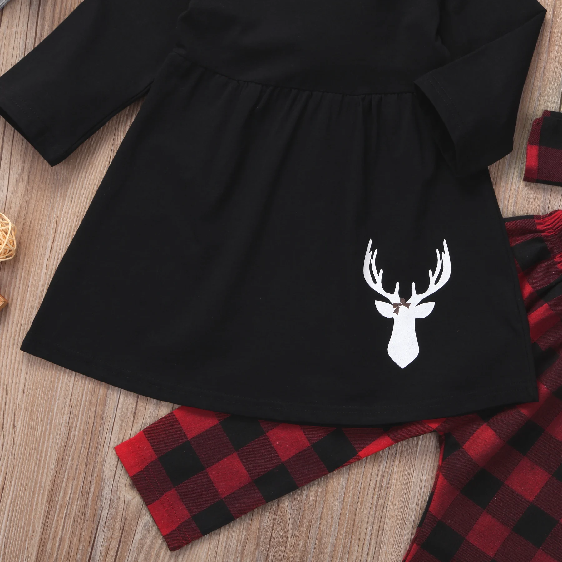 Рождественский комплект одежды для маленьких девочек мини платье пачка Топы +