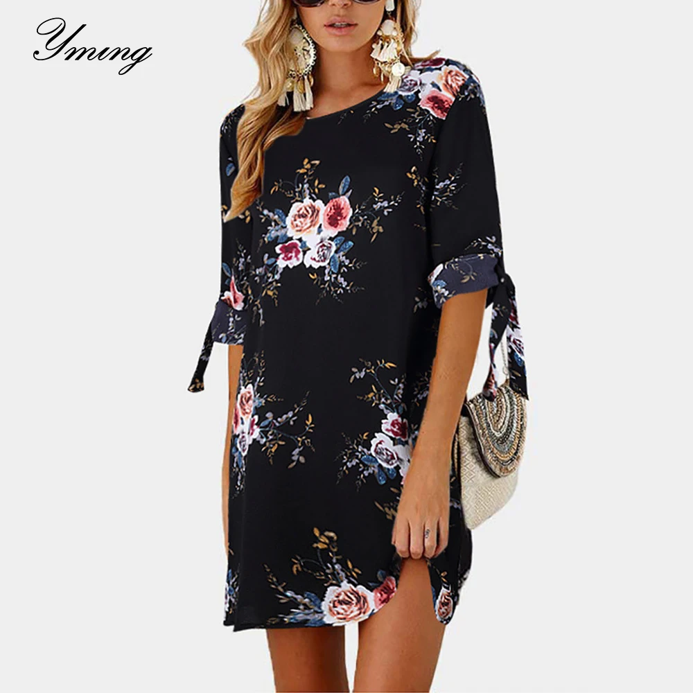 YMING размера плюс элегантные женские платья в стиле бохо Летний Пляжный сарафан с