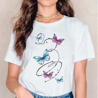 2021 new women t shirt butterfly flower casual summer spring tops femme tshirt harajuku o neck casual tee ladies top clothing