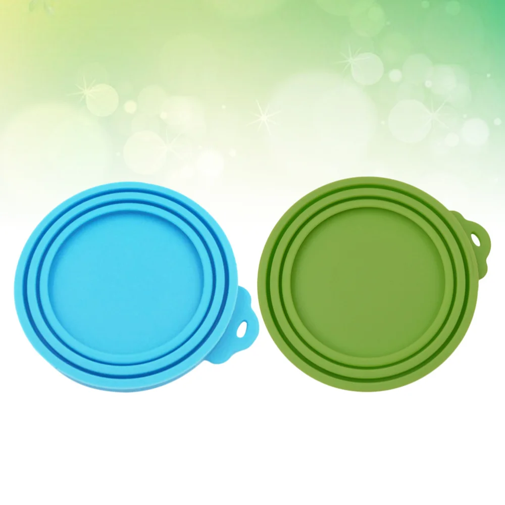 

2pcs Three Layer Silicone Pet Food Can Covers Cat Food Tin Lids Candy Color Sealed Cover (1pcs Light Blue, 1pcs Green)