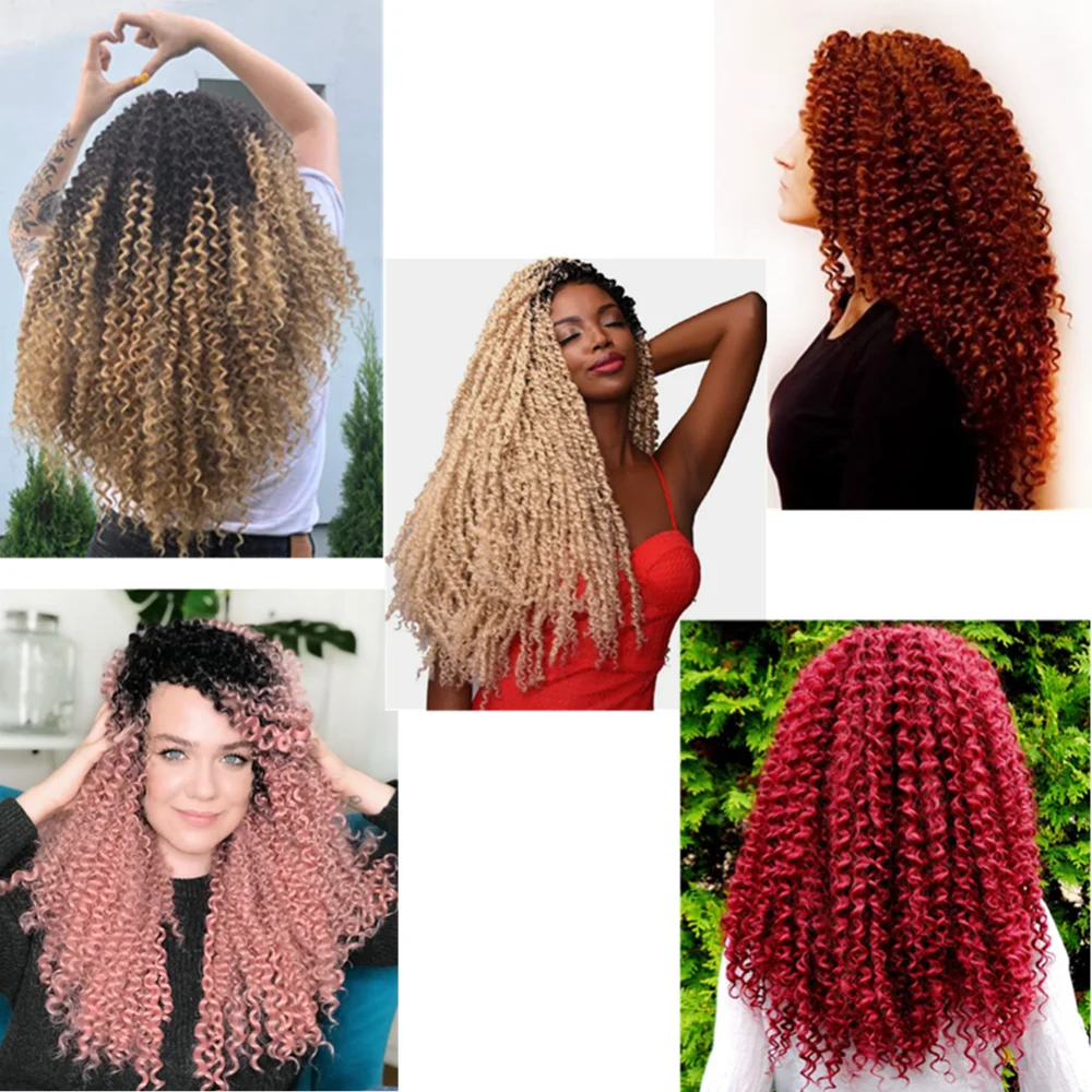 

Aidaiya Water Wave Crochet Hair 14" 24Strands Grey Purple Pink Blonde Afro Curly Crochet Braids Ombre Braiding Hair Extensions