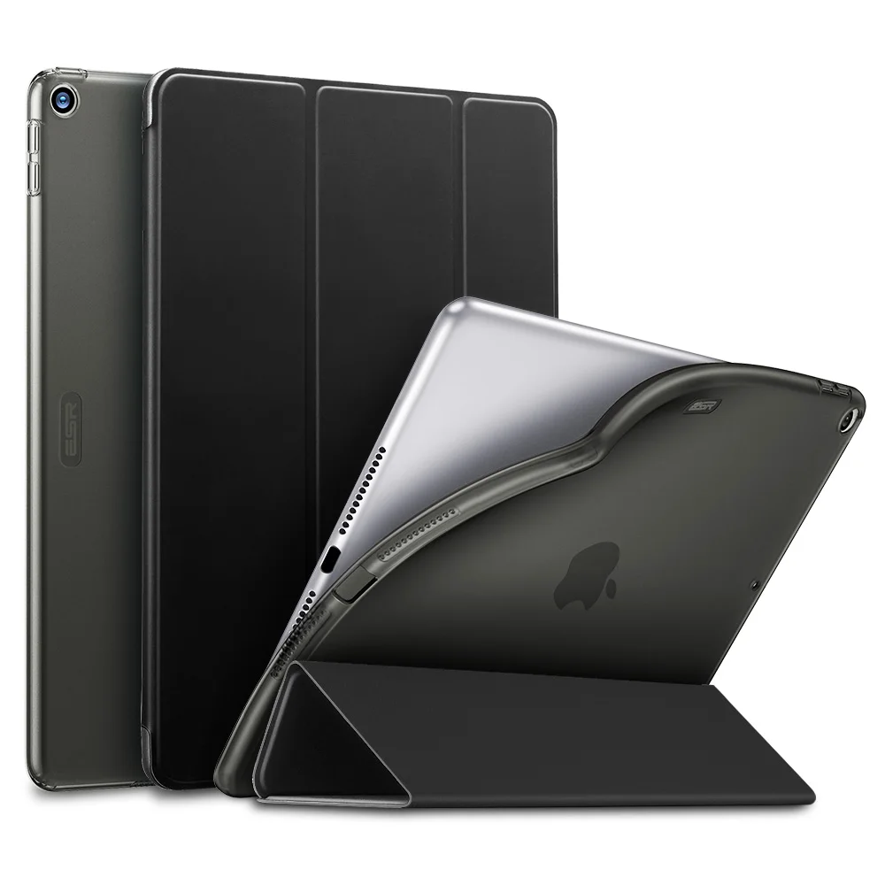 Тонкий умный чехол ESR Rebound для iPad 7th Gen, гибкий чехол из ТПУ с прорезиненным покрытием, чехол-накладка для iPad 7 10," Folio - Цвет: Black