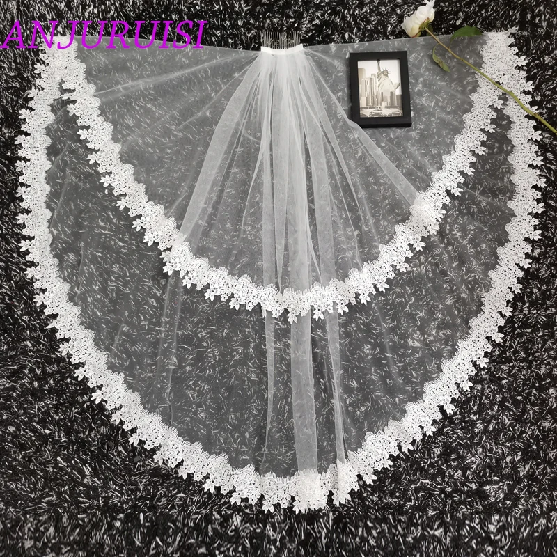 

ANJURUISI Simple Short Tulle Wedding Veils 2020 Two Layer With Comb White Ivory Bridal Veil for Marriage Wedding Accessories