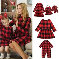 2022 christmas mother daughter matching dresses family set plaid mom baby mommy and me clothes autumn women girls infants dress