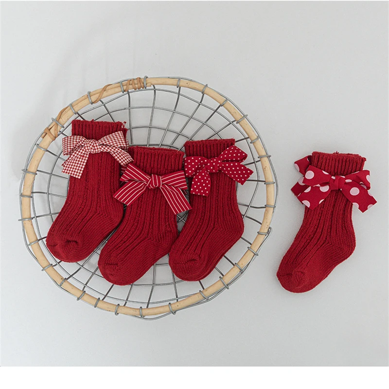 

Детские носки до колена в Королевском Стиле для девочек, сетчатые носки с бантом, носки-трубы для малышей