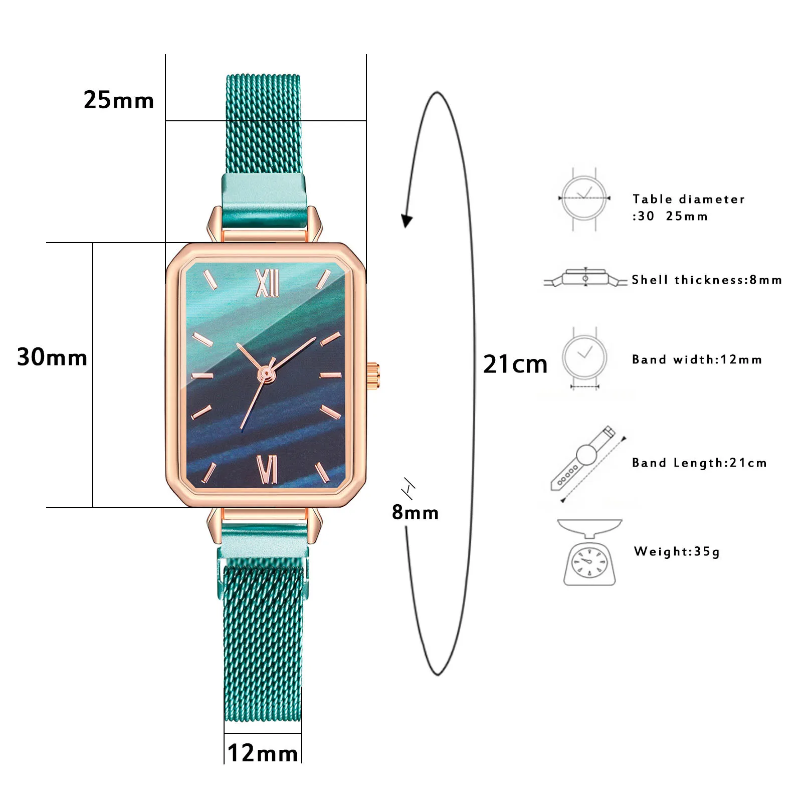 Часы наручные женские кварцевые с квадратным циферблатом модные повседневные