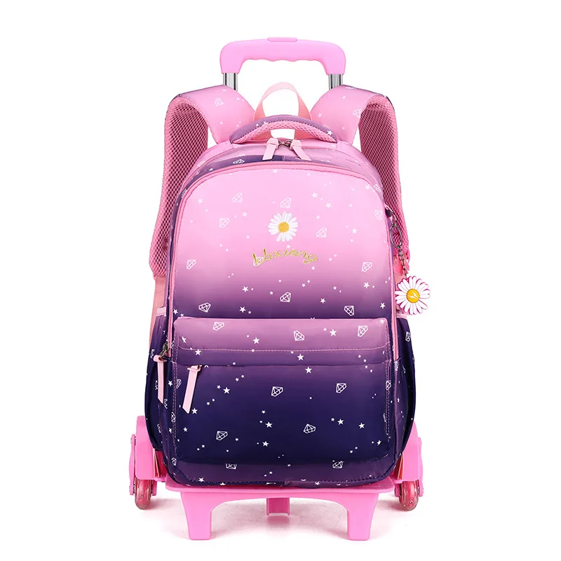 Removable wheels Kids school bags for girls Trolley Schoolbag Luggage Book Bag Backpack princess Children School Bags 2/6 Wheels